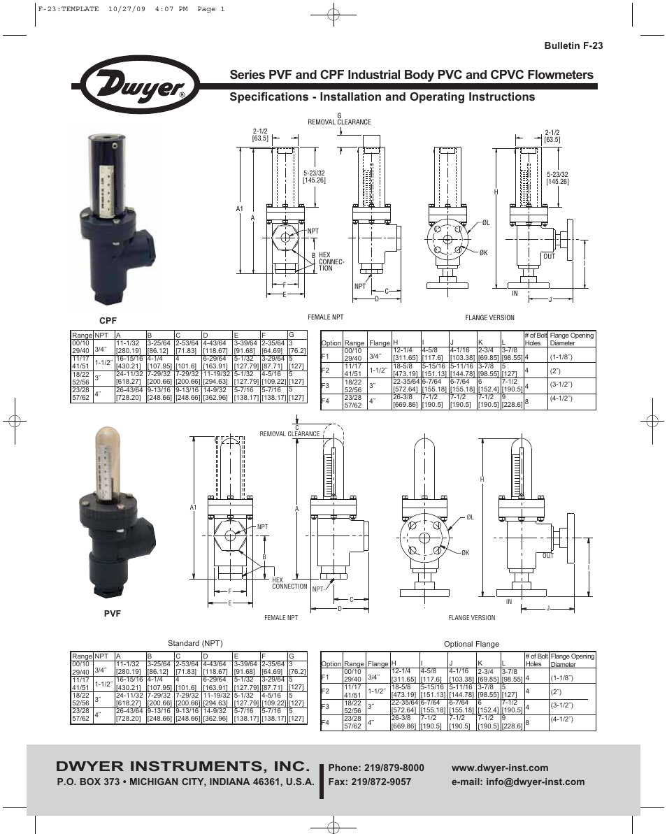 Dwyer CPF User Manual | 8 pages