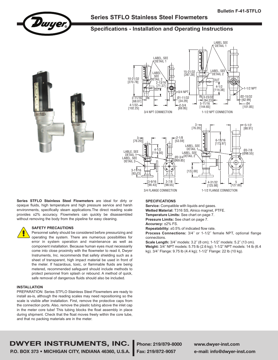 Dwyer STFLO User Manual | 6 pages