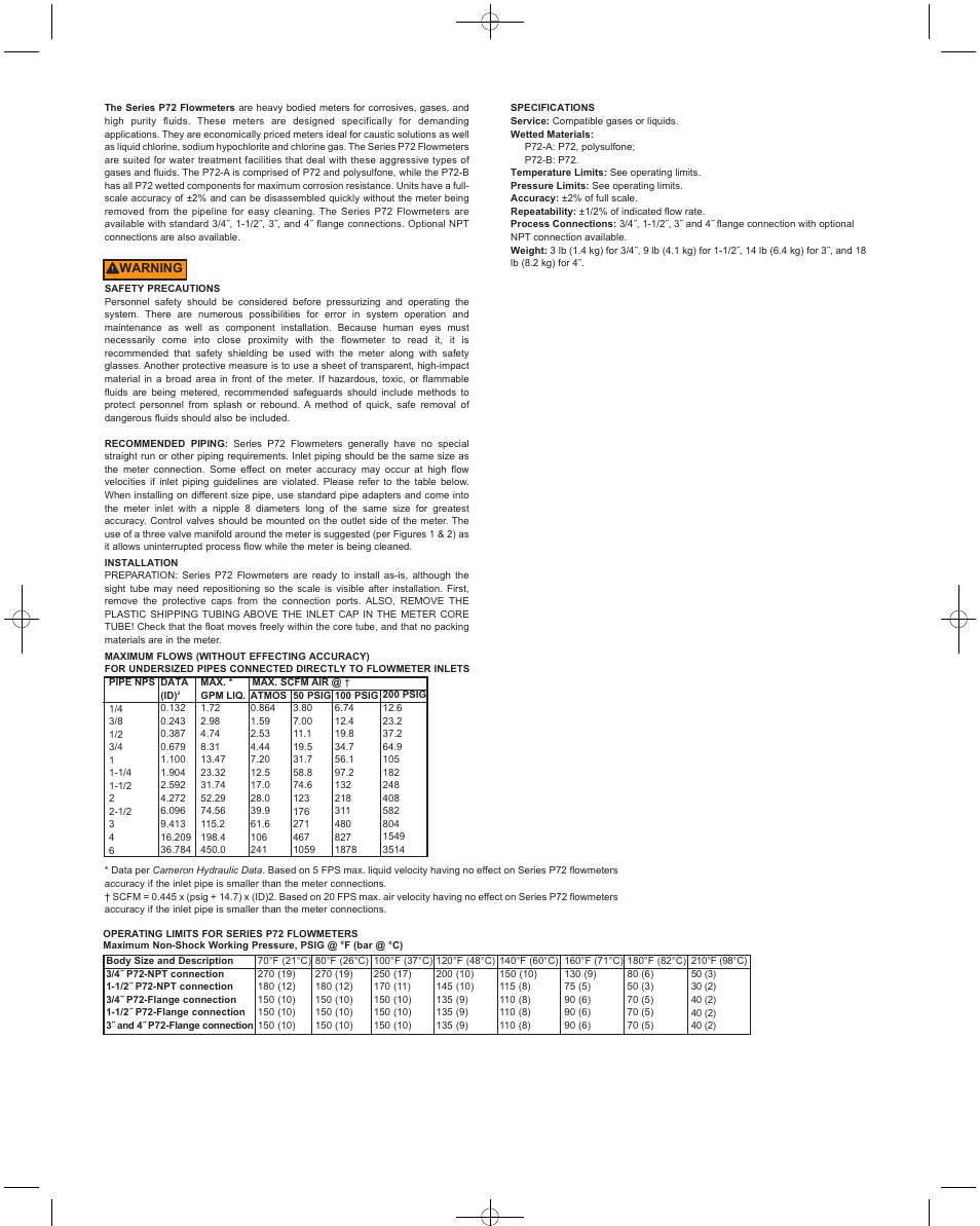 Dwyer P72 User Manual | Page 2 / 6