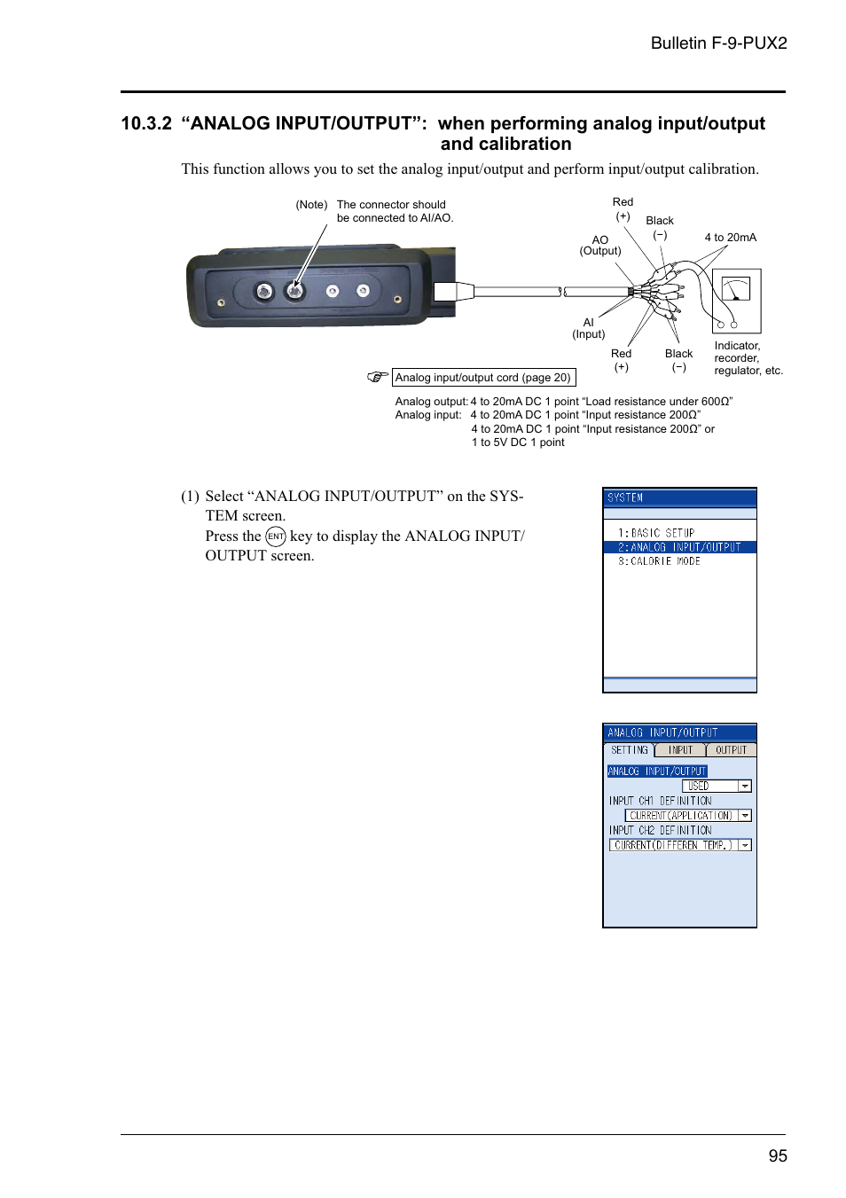 Bulletin f-9-pux2, Key to display the analog input/ output screen | Dwyer PSX2 User Manual | Page 104 / 189