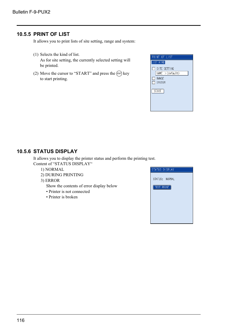 5 list print-out, 6 status display | Dwyer PSX2 User Manual | Page 125 / 189