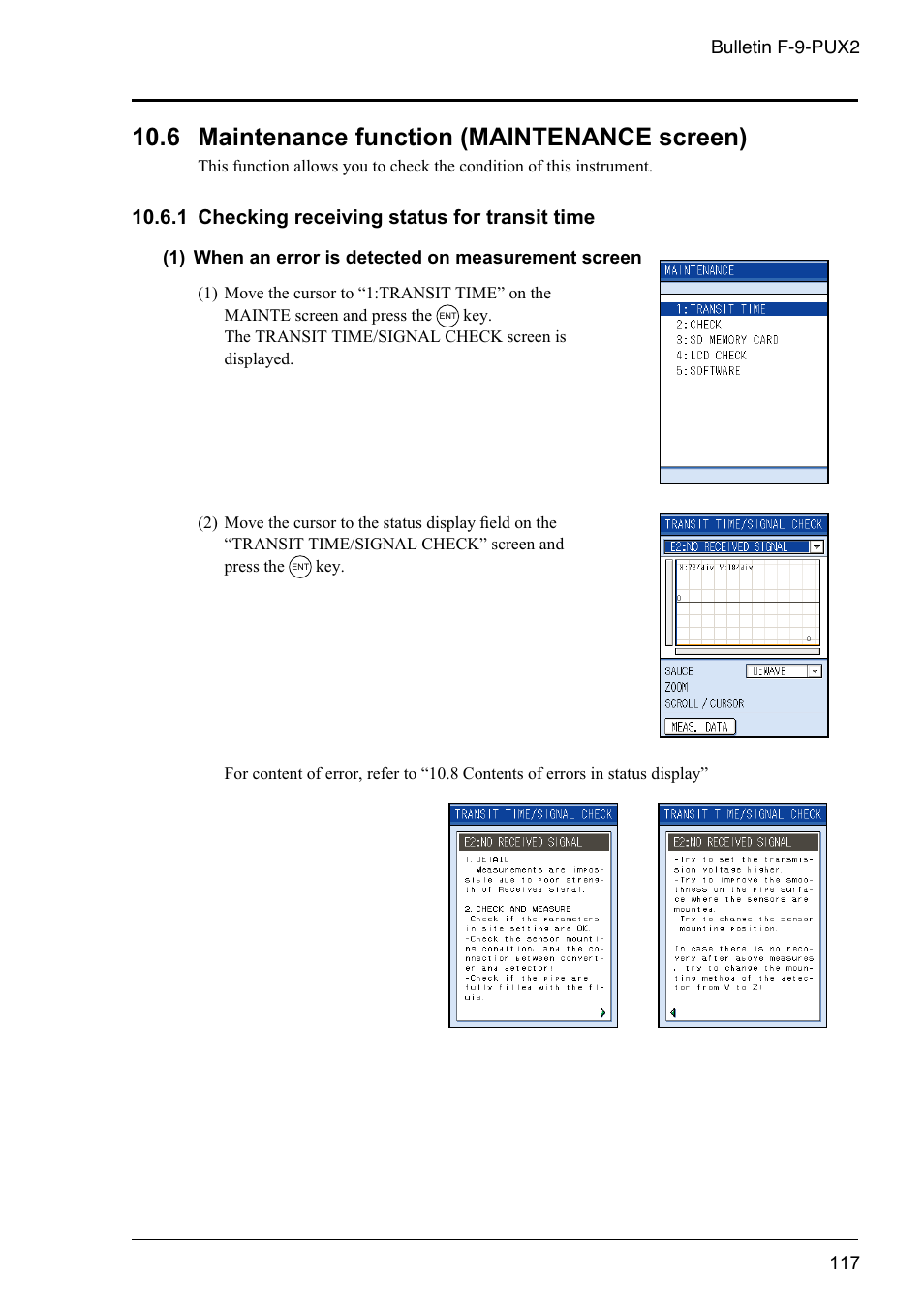 6 maintenance function (maintenance screen), 1 checking receiving status for transit time | Dwyer PSX2 User Manual | Page 126 / 189