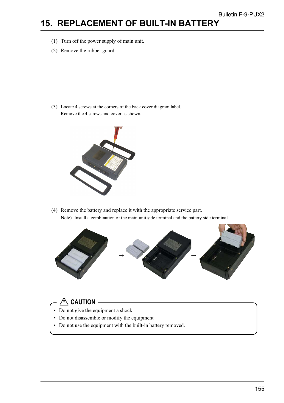 Replacement of built-in battery, Caution | Dwyer PSX2 User Manual | Page 164 / 189