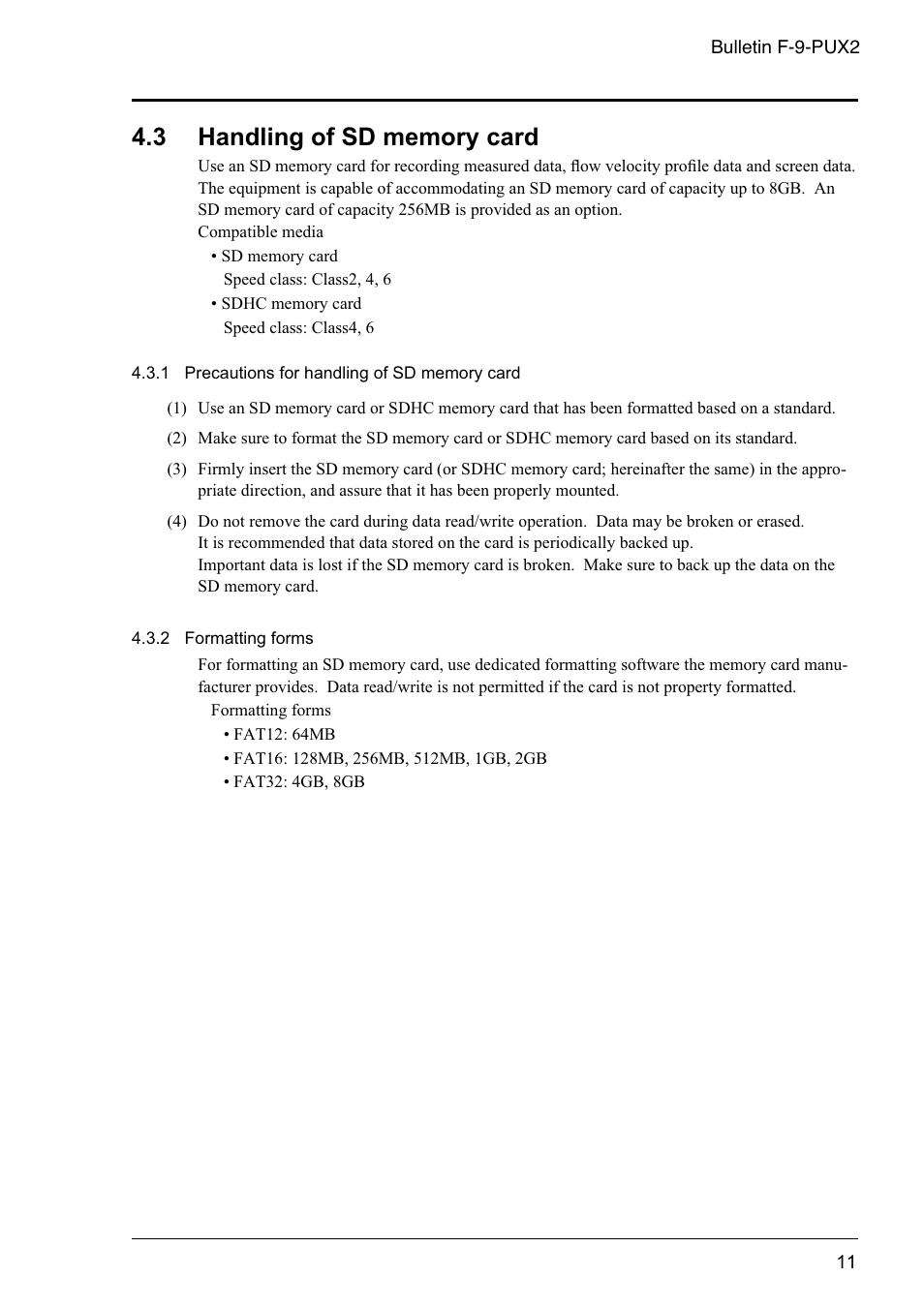 3 handling of sd memory card, 1 precautions for handling of sd memory card, 2 formatting forms | Dwyer PSX2 User Manual | Page 20 / 189