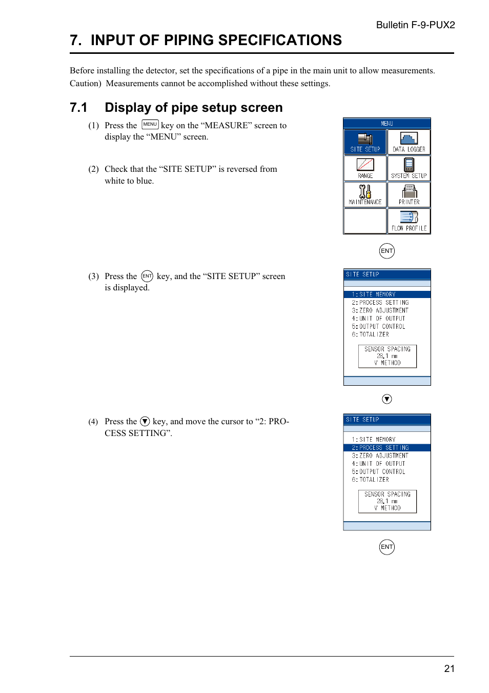 Input of piping specifications, 1 display of pipe setup screen | Dwyer PSX2 User Manual | Page 30 / 189