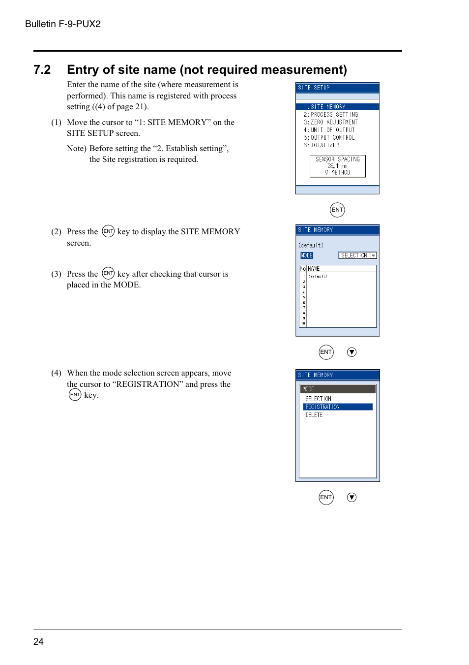 2 entry of site name (not required measurement) | Dwyer PSX2 User Manual | Page 33 / 189