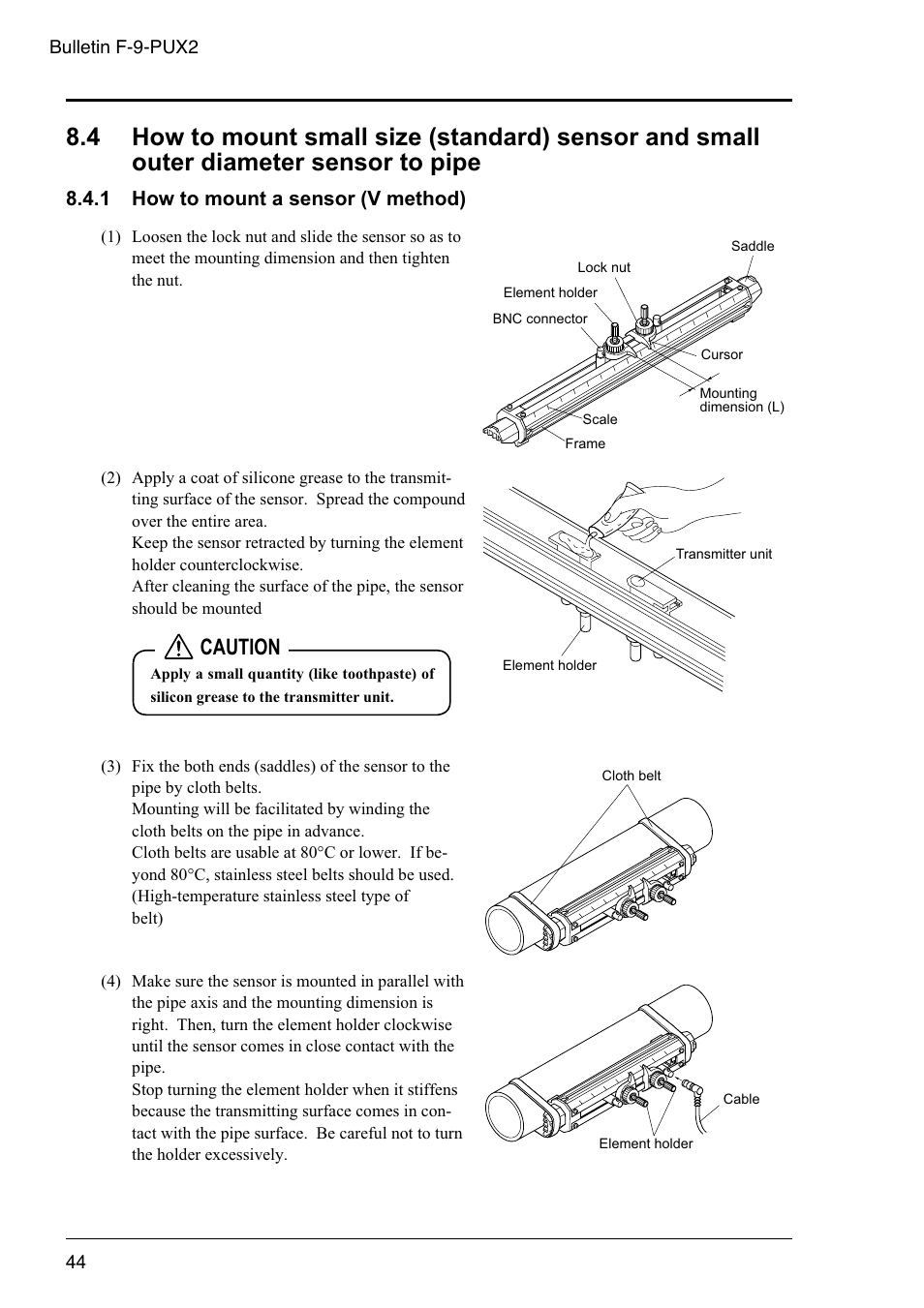 1 how to mount a sensor (v method), Caution | Dwyer PSX2 User Manual | Page 53 / 189