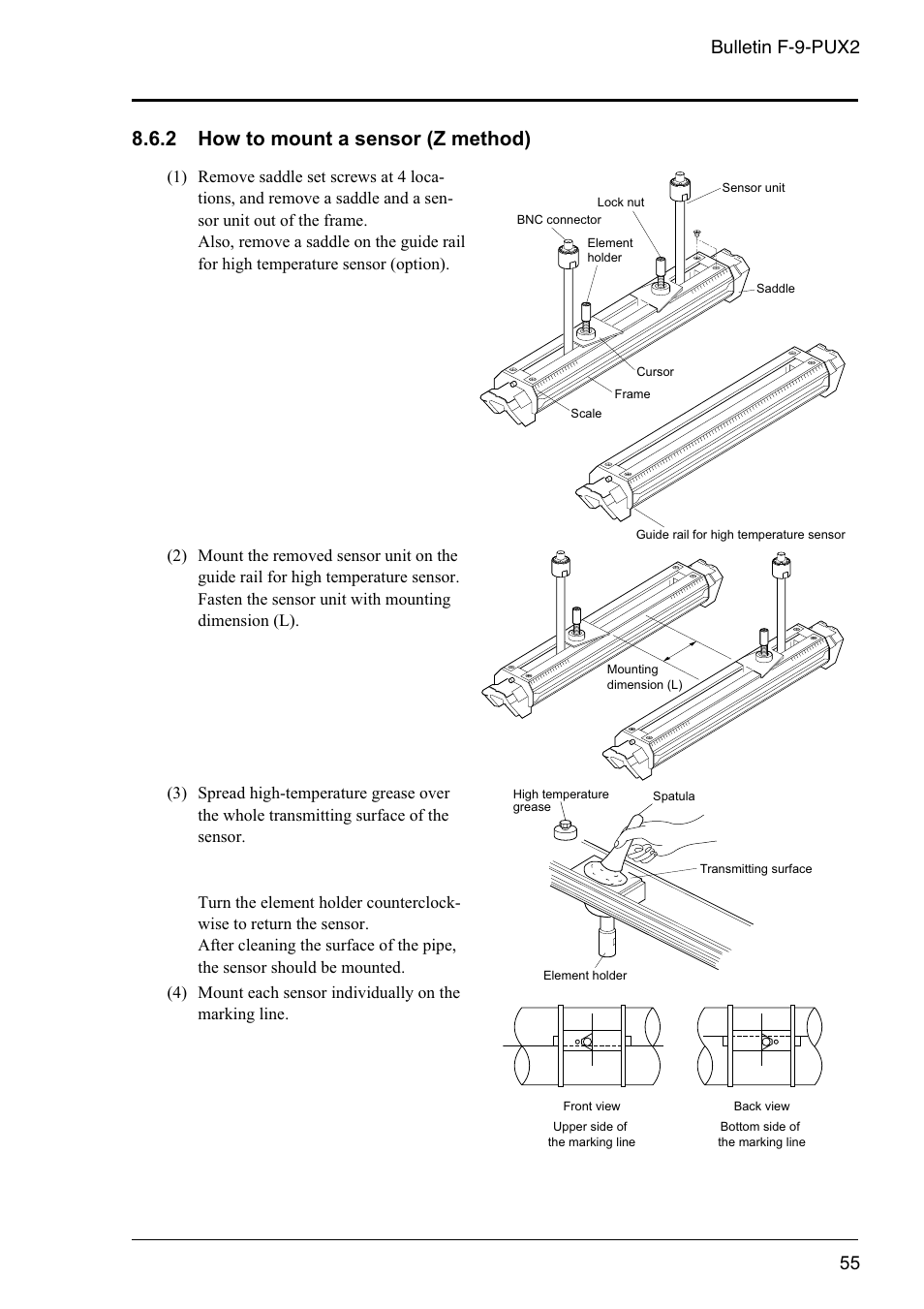 2 how to mount a sensor (z method), Bulletin f-9-pux2 | Dwyer PSX2 User Manual | Page 64 / 189