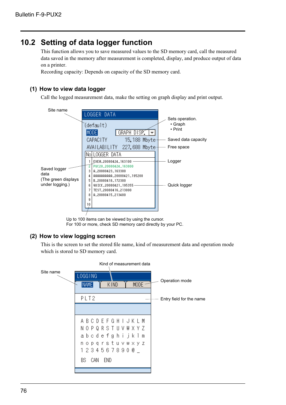 2 setting of data logger function | Dwyer PSX2 User Manual | Page 85 / 189