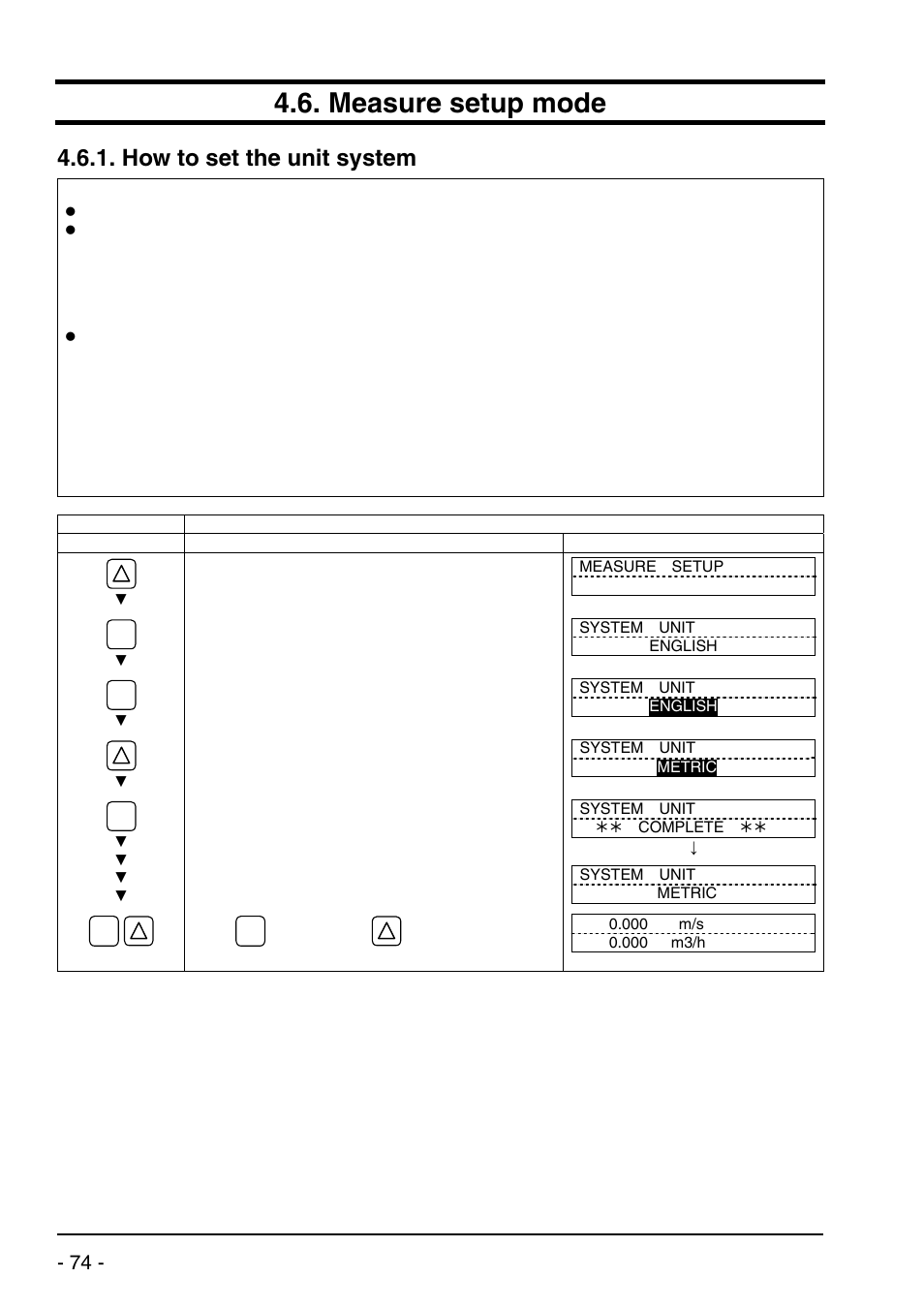 Measure setup mode, How to set the unit system, Bulletin f-70 | Dwyer UXF2 User Manual | Page 84 / 130