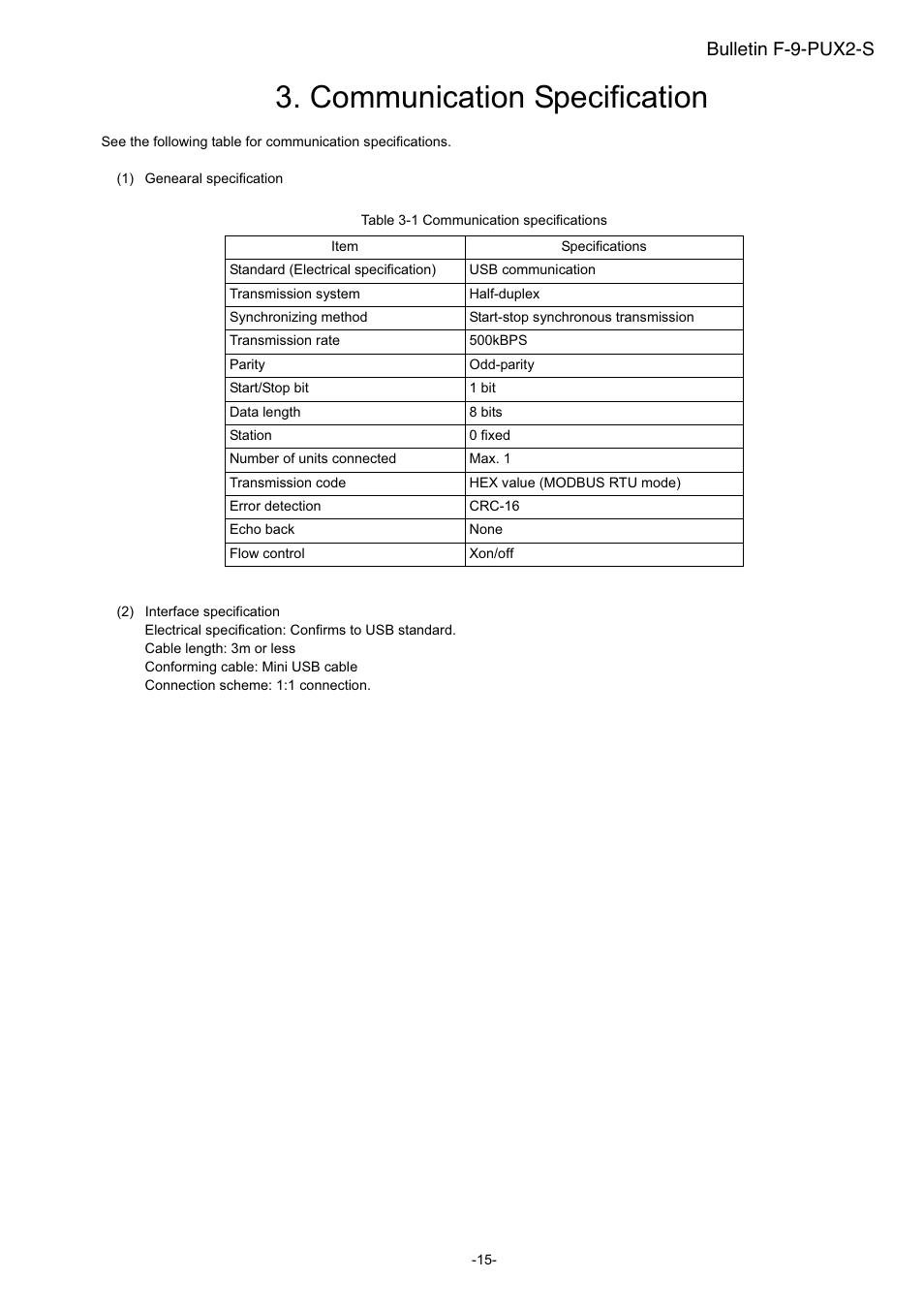 Communication specification, Bulletin f -9-pux2-s | Dwyer PUX2 User Manual | Page 17 / 43