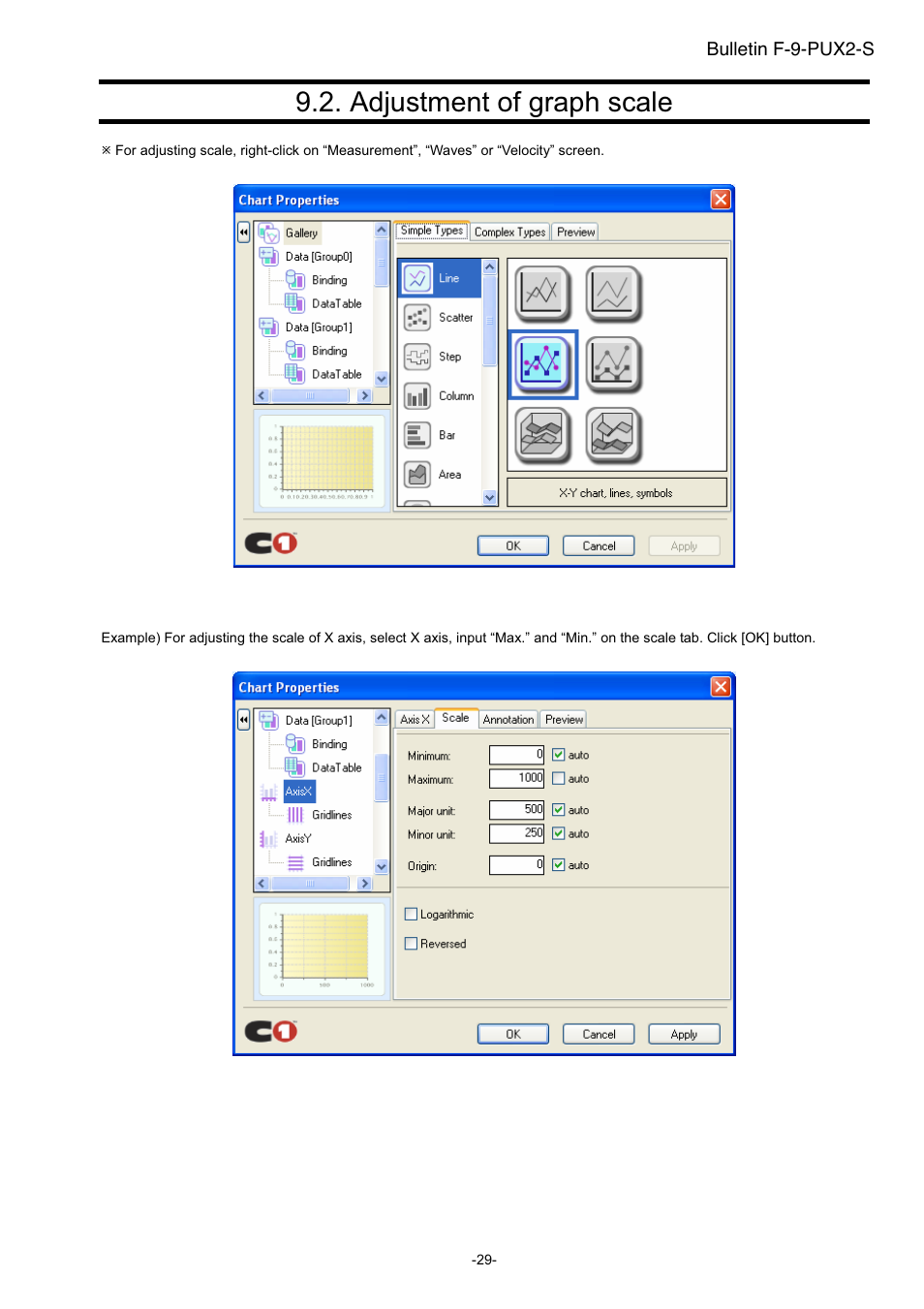 Adjustment of graph scale | Dwyer PUX2 User Manual | Page 31 / 43