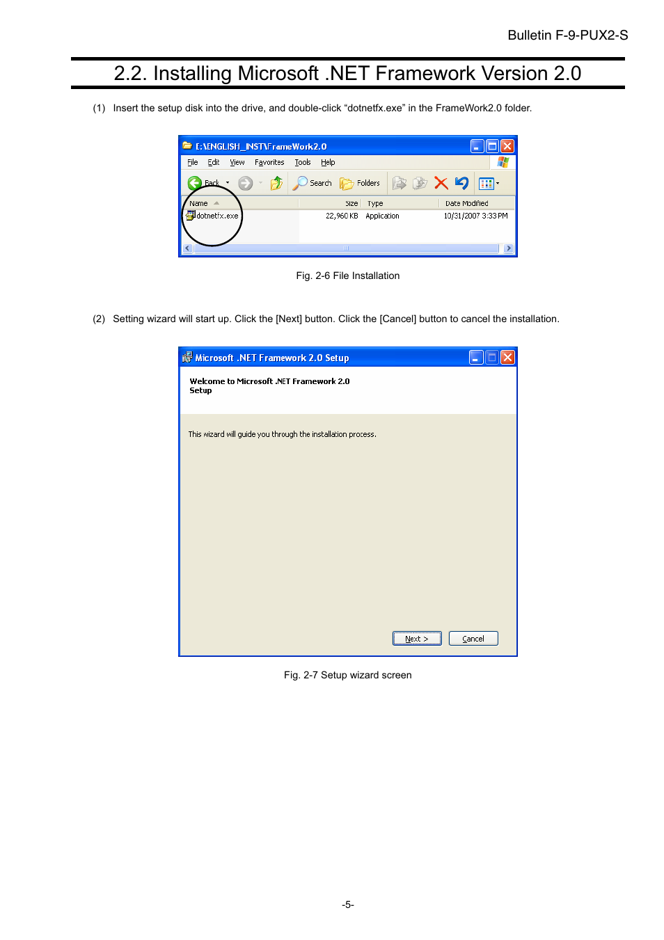 Installing microsoft .net framework version 2.0 | Dwyer PUX2 User Manual | Page 7 / 43