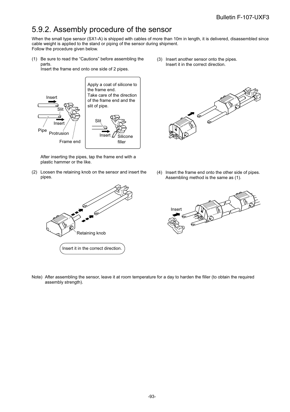 Assembling procedure of the sensor, Assembly procedure of the sensor, Bulletin f-107-uxf3 | Dwyer UXF3 User Manual | Page 101 / 141