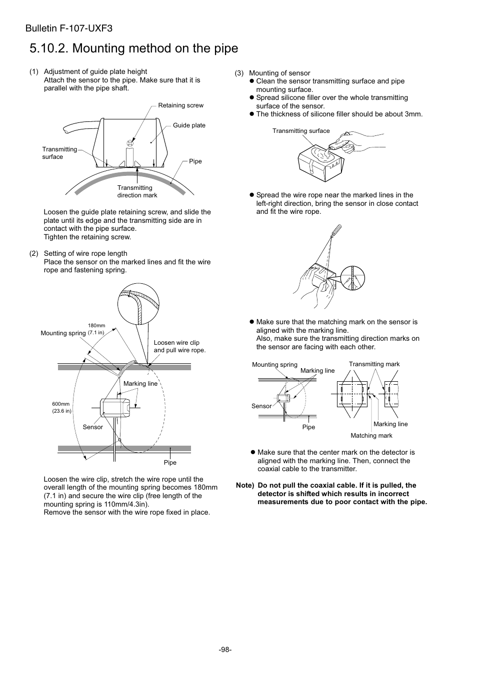 Mounting method on the pipe, Bulletin f-107-uxf3 | Dwyer UXF3 User Manual | Page 106 / 141