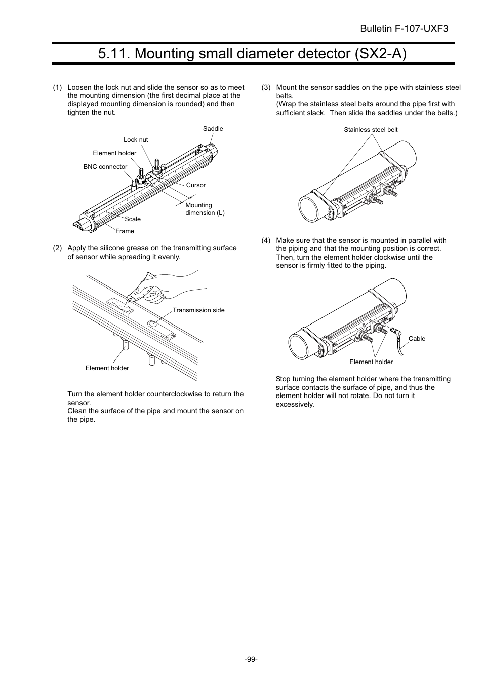 Mounting small diameter detector (sx2-a), Bulletin f-107-uxf3 | Dwyer UXF3 User Manual | Page 107 / 141