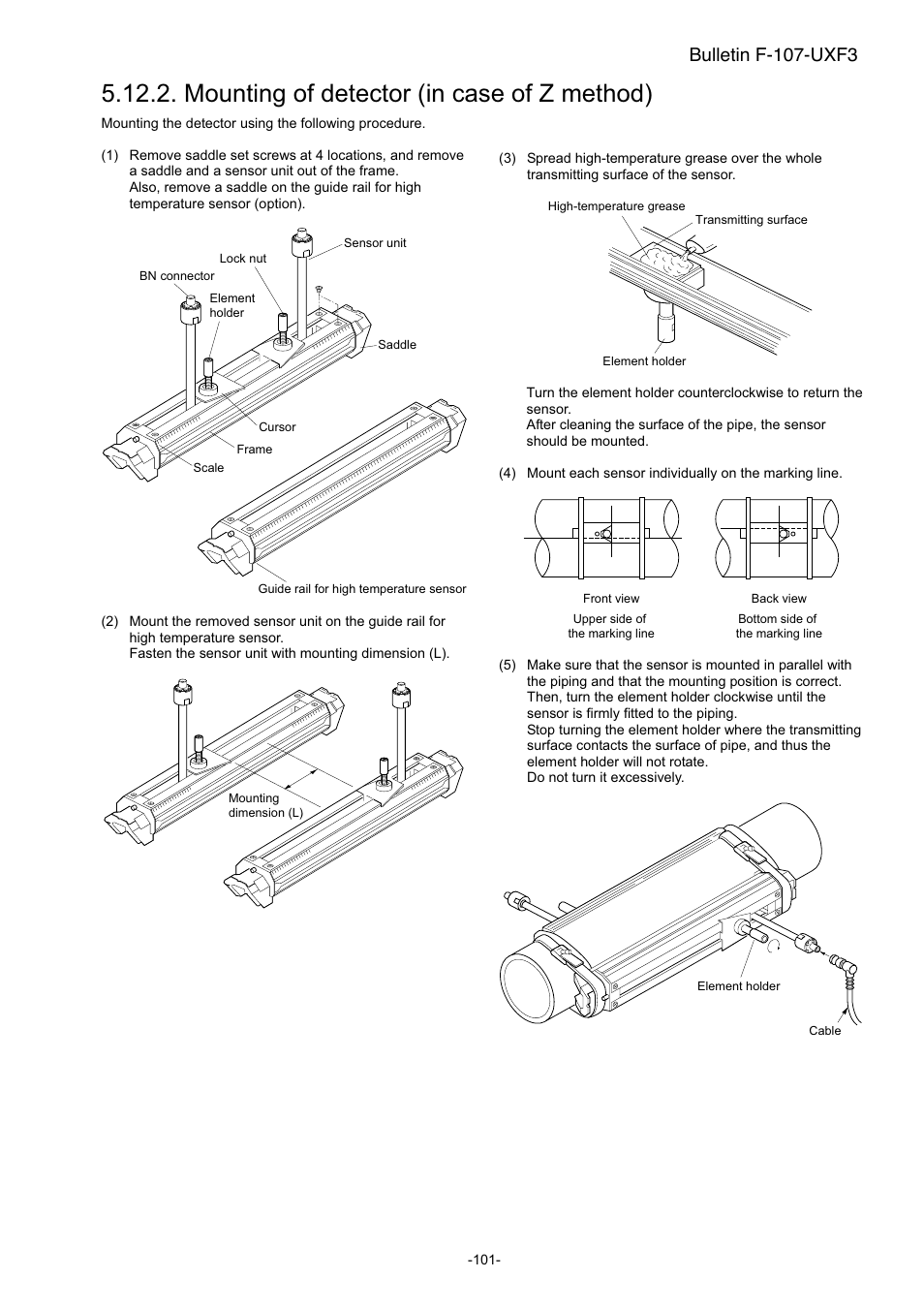 Mounting of detector (in case of z method), Bulletin f-107-uxf3 | Dwyer UXF3 User Manual | Page 109 / 141