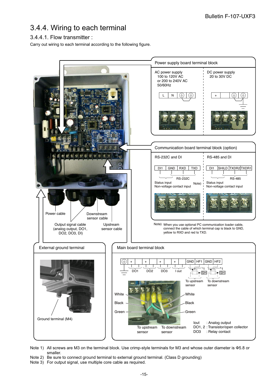 Wiring to each terminal, Flow transmitter, Bulletin f-107-uxf3 | Dwyer UXF3 User Manual | Page 23 / 141