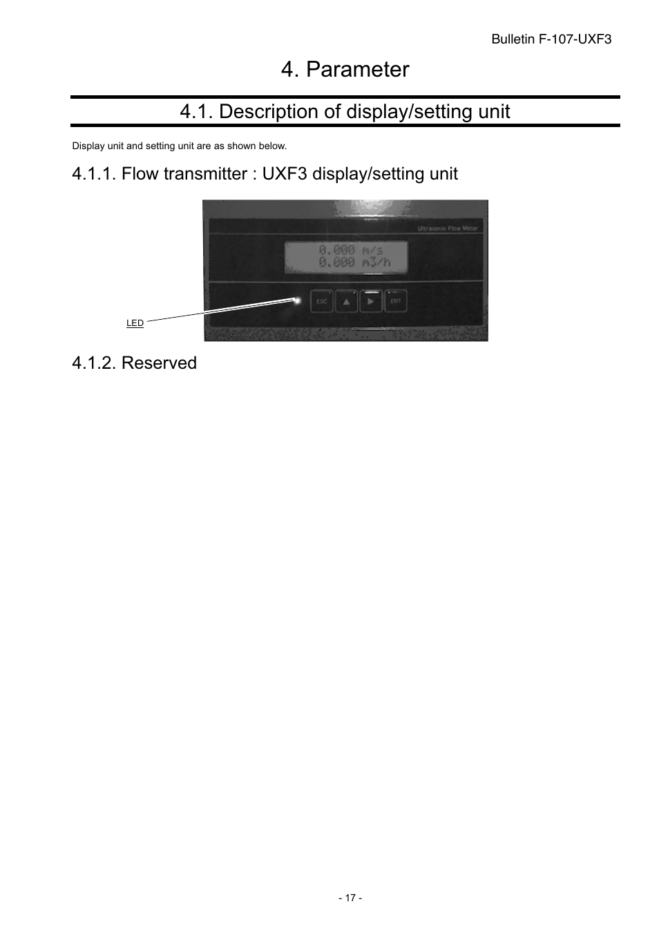 Parameter, Description of display/setting unit | Dwyer UXF3 User Manual | Page 25 / 141