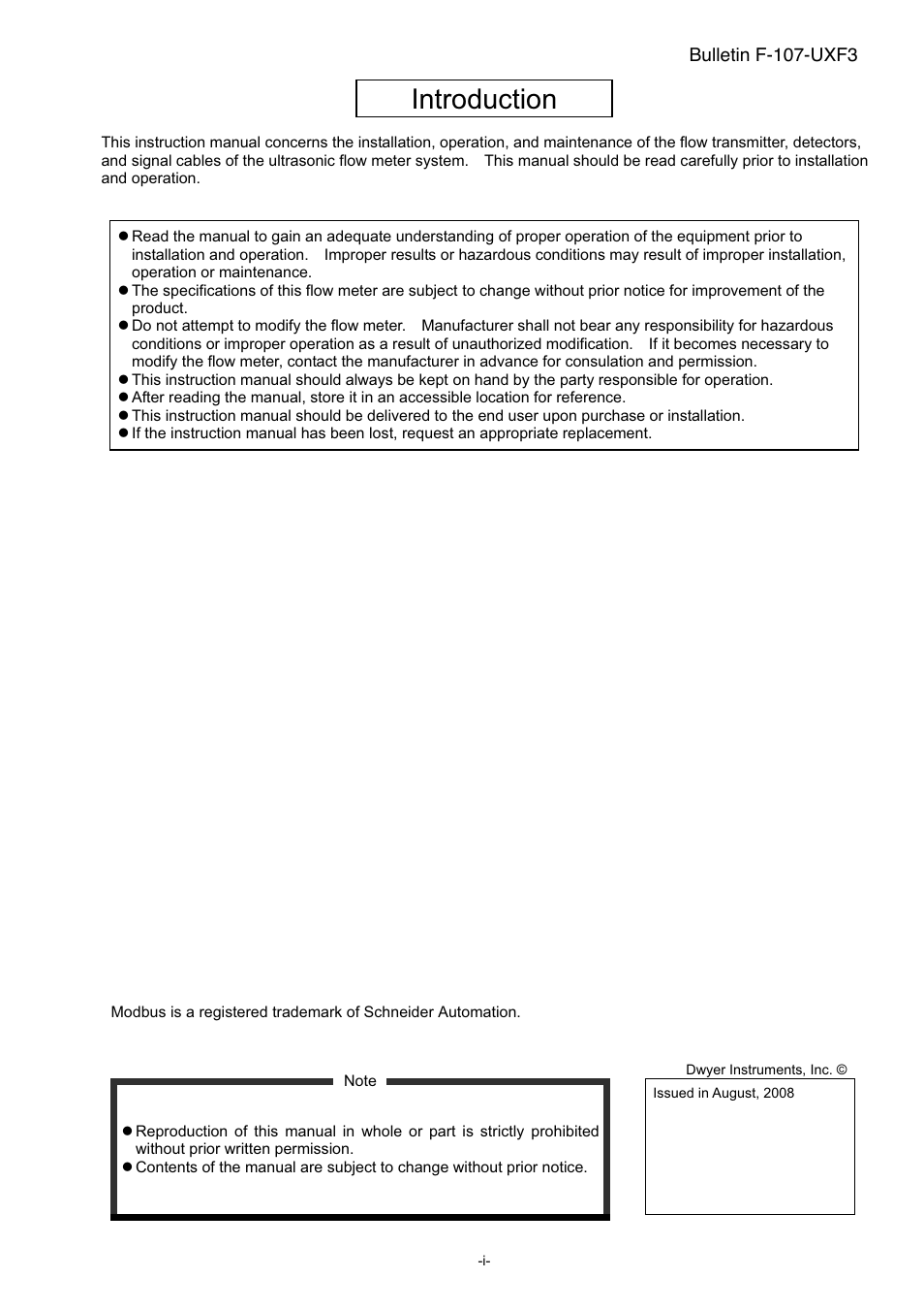 Introduction | Dwyer UXF3 User Manual | Page 3 / 141