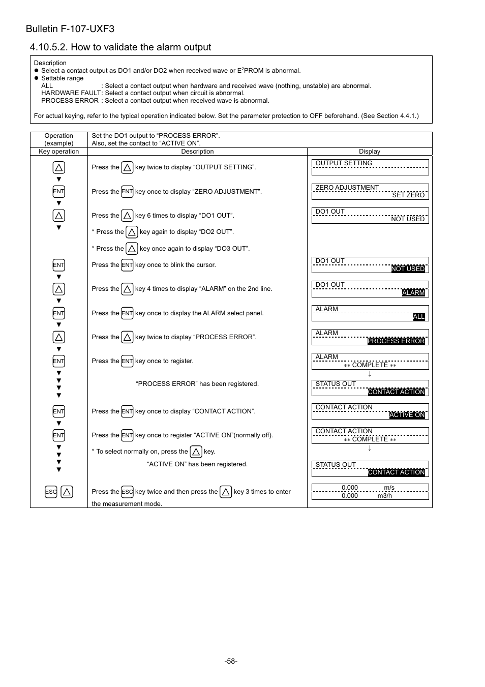 How to validate the alarm output, Bulletin f-107-uxf3 | Dwyer UXF3 User Manual | Page 66 / 141