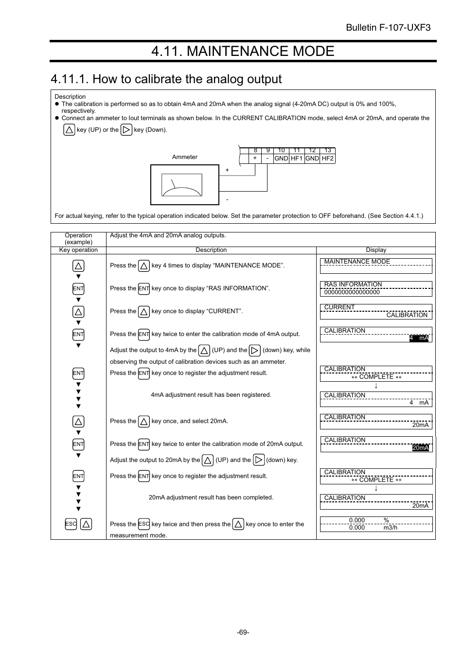 Maintenance mode, How to calibrate the analog output, Bulletin f-107-uxf3 | Dwyer UXF3 User Manual | Page 77 / 141