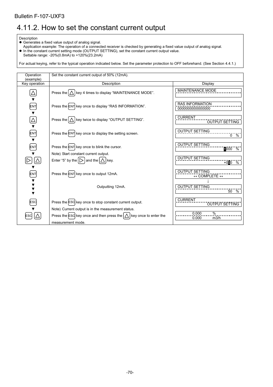 How to set the constant current output, Bulletin f-107-uxf3 | Dwyer UXF3 User Manual | Page 78 / 141