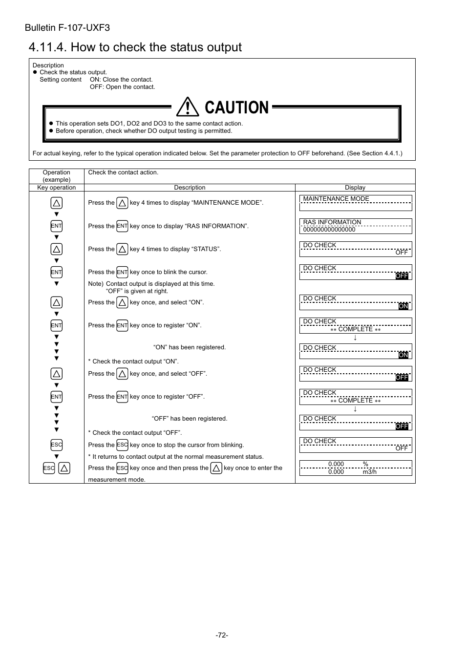 How to check the status output, Caution, Bulletin f-107-uxf3 | Dwyer UXF3 User Manual | Page 80 / 141
