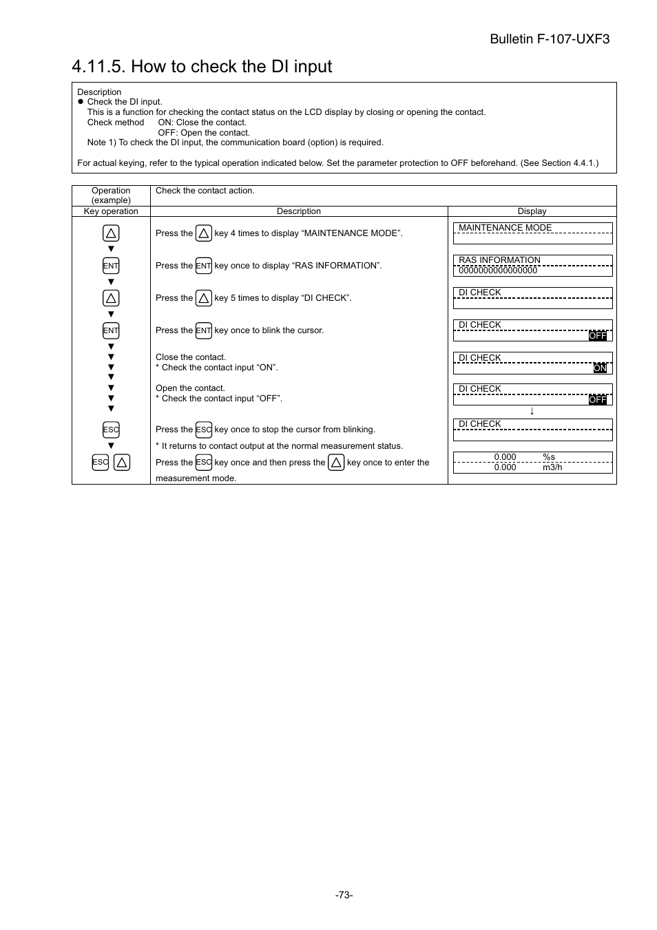 How to check the di input, Bulletin f-107-uxf3 | Dwyer UXF3 User Manual | Page 81 / 141