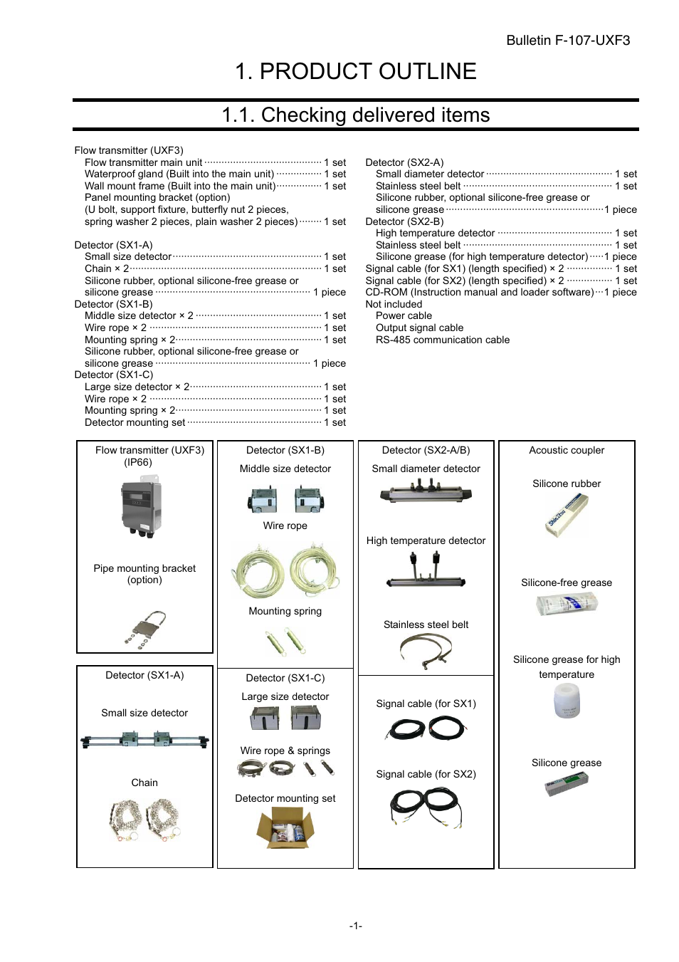 Product outline, Checking delivered items, Bulletin f-107-uxf3 | Dwyer UXF3 User Manual | Page 9 / 141