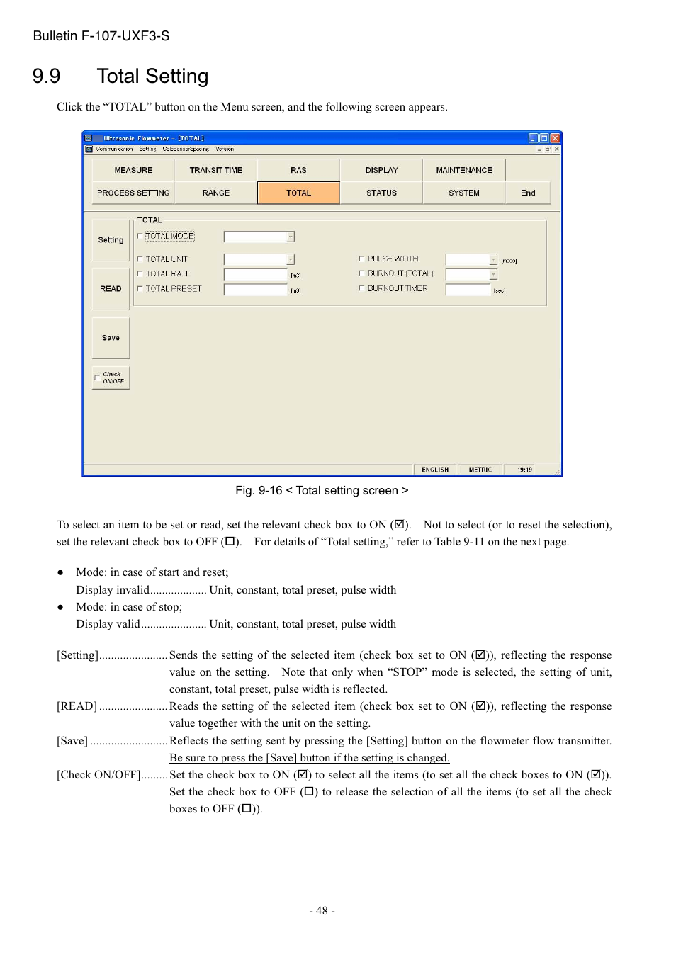 Total setting, 9 total setting | Dwyer UXF3 User Manual | Page 52 / 73