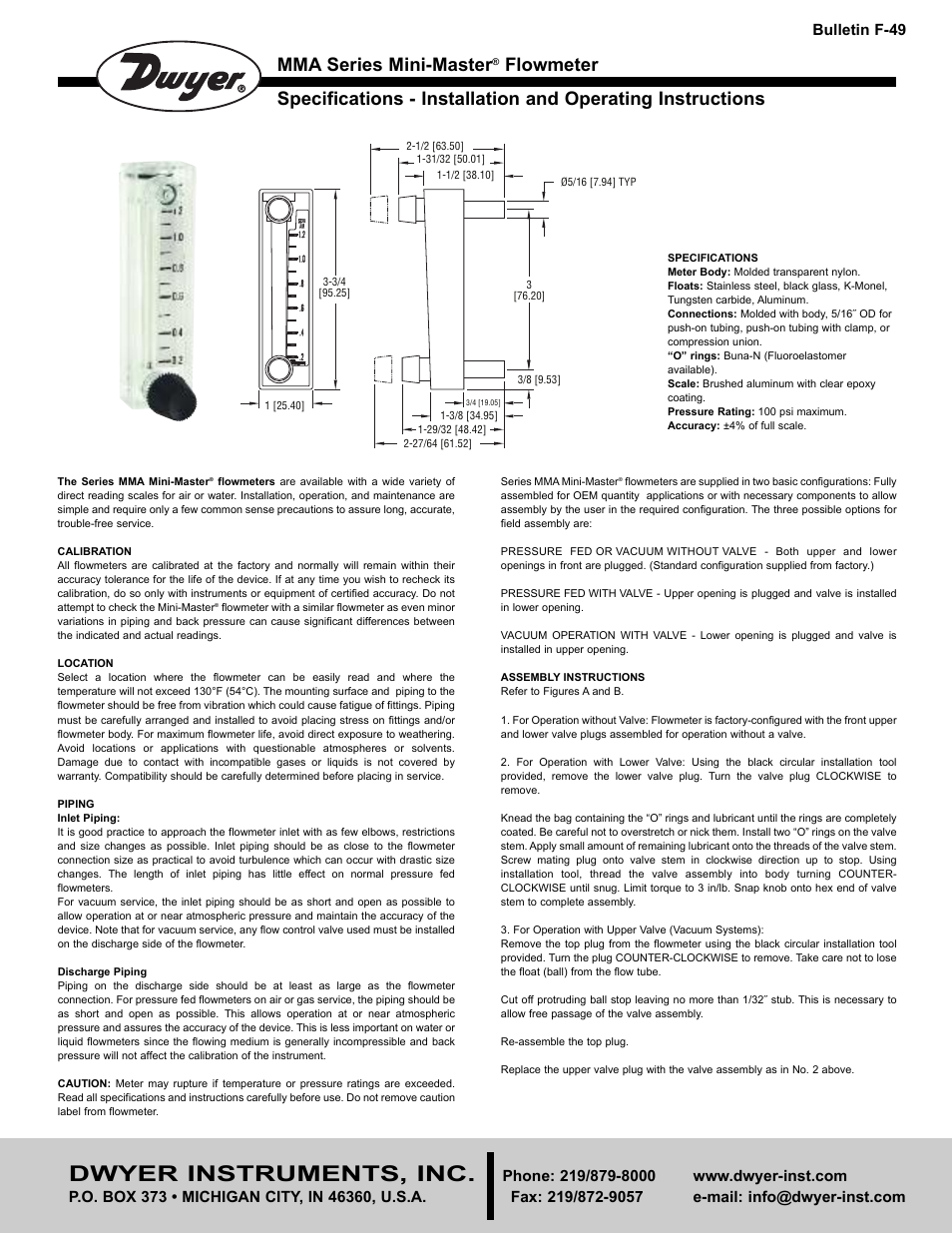 Dwyer MMA User Manual | 2 pages