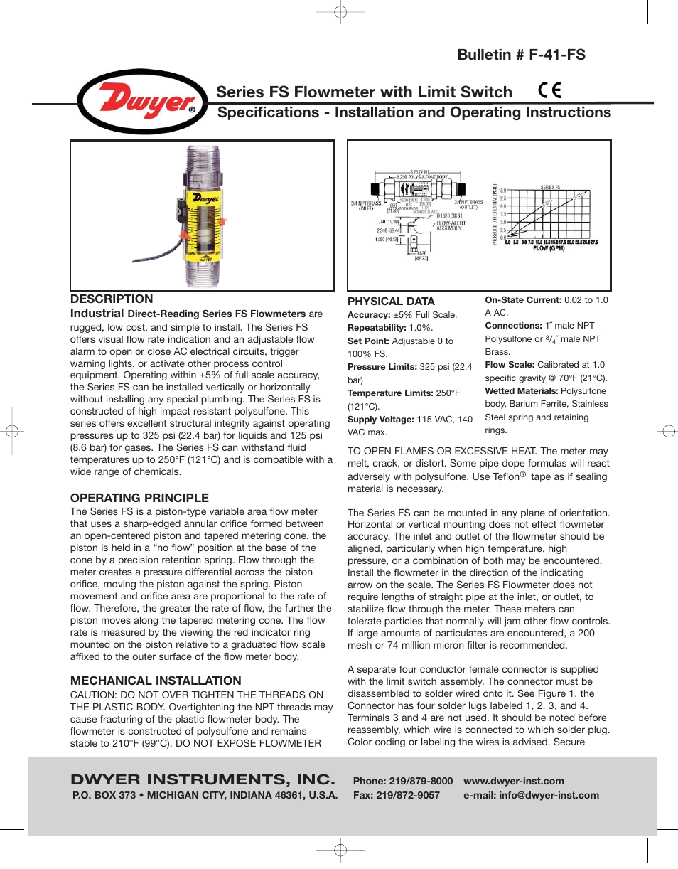 Dwyer FS User Manual | 7 pages
