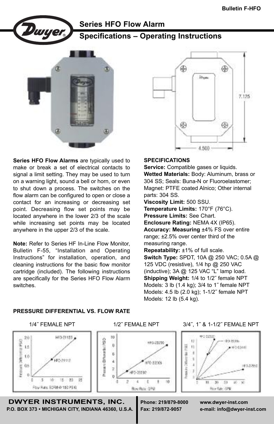 Dwyer HFO User Manual | 4 pages