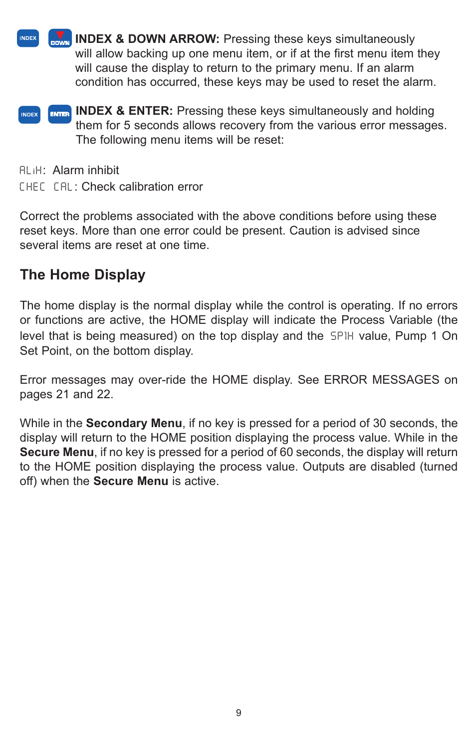 The home display | Dwyer MPCJR User Manual | Page 10 / 28