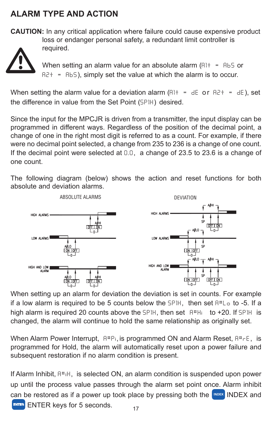 Alarm type and action | Dwyer MPCJR User Manual | Page 18 / 28