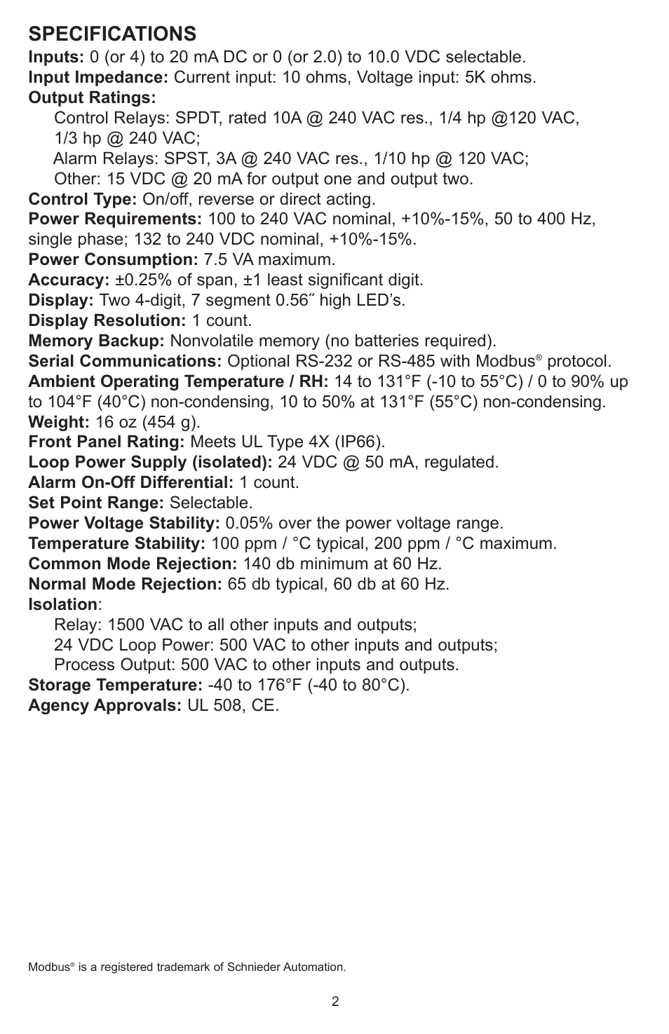 Specifications | Dwyer MPCJR User Manual | Page 3 / 28