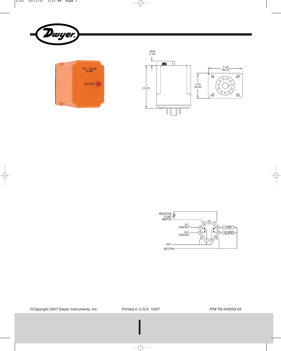 Dwyer SLD User Manual | 1 page