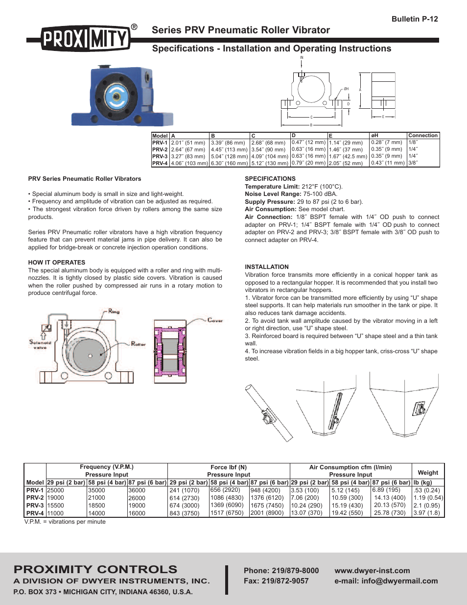 Dwyer PRV User Manual | 2 pages