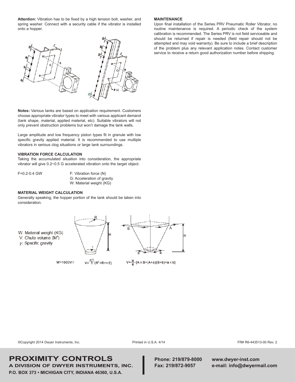 Proximity controls | Dwyer PRV User Manual | Page 2 / 2