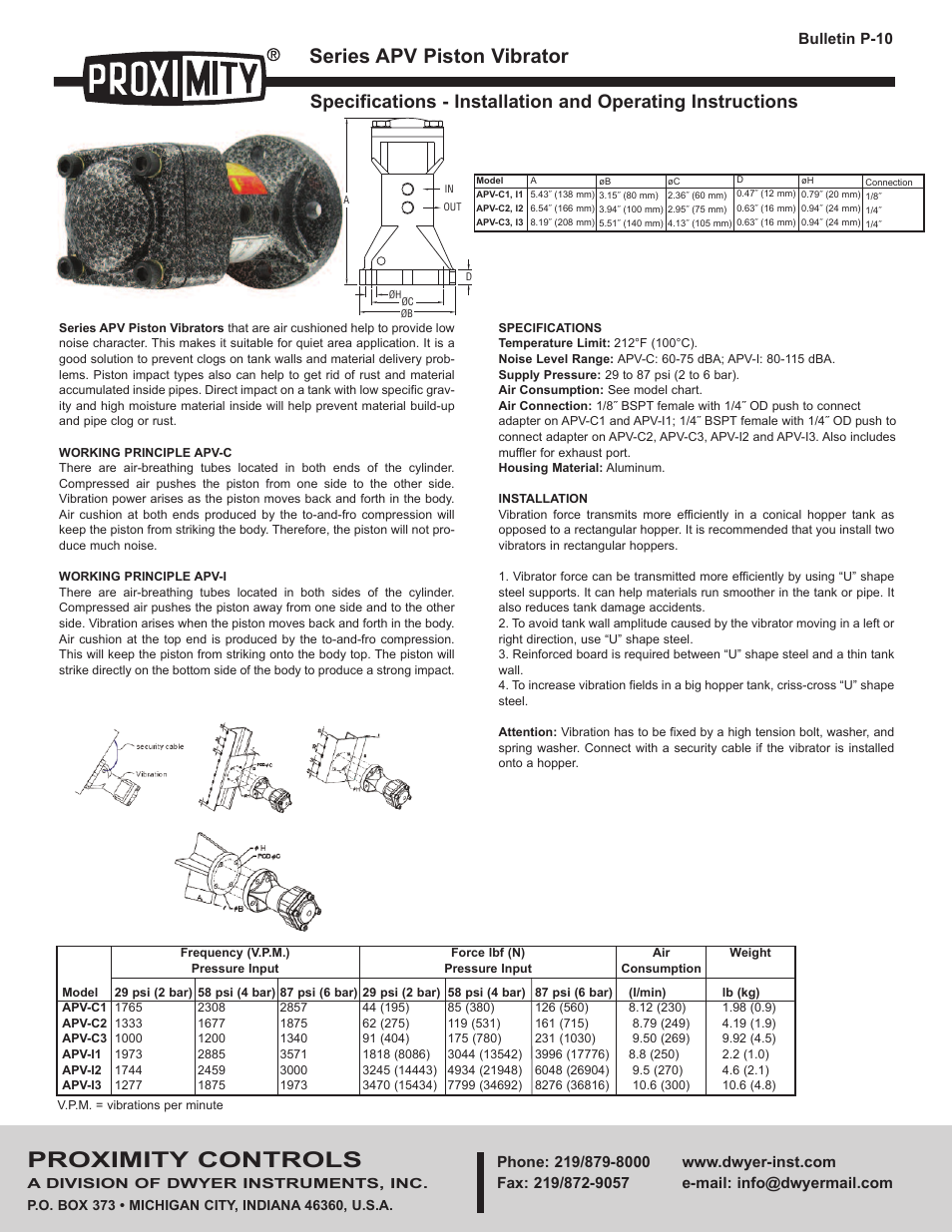 Dwyer APV User Manual | 2 pages