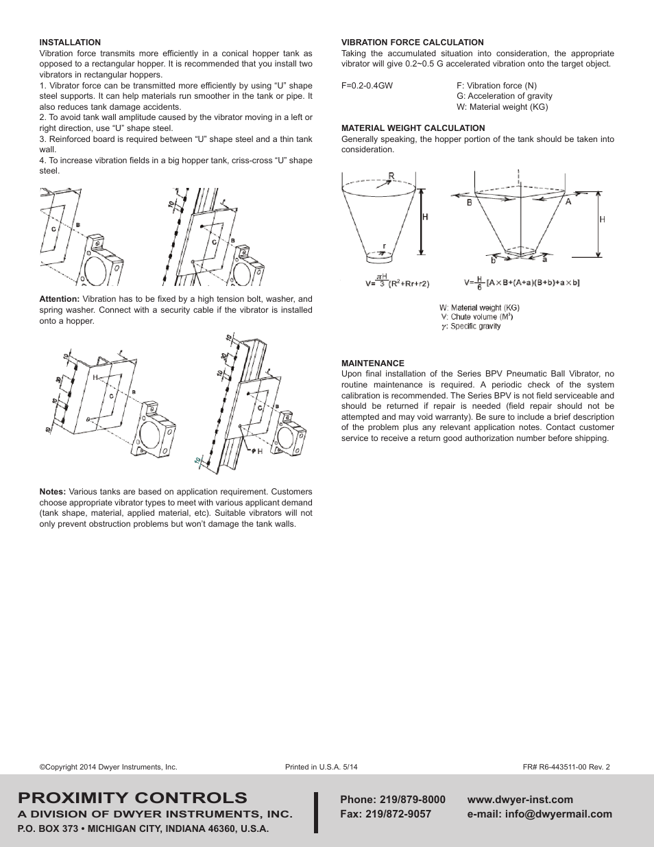 Proximity controls | Dwyer BPV User Manual | Page 2 / 2