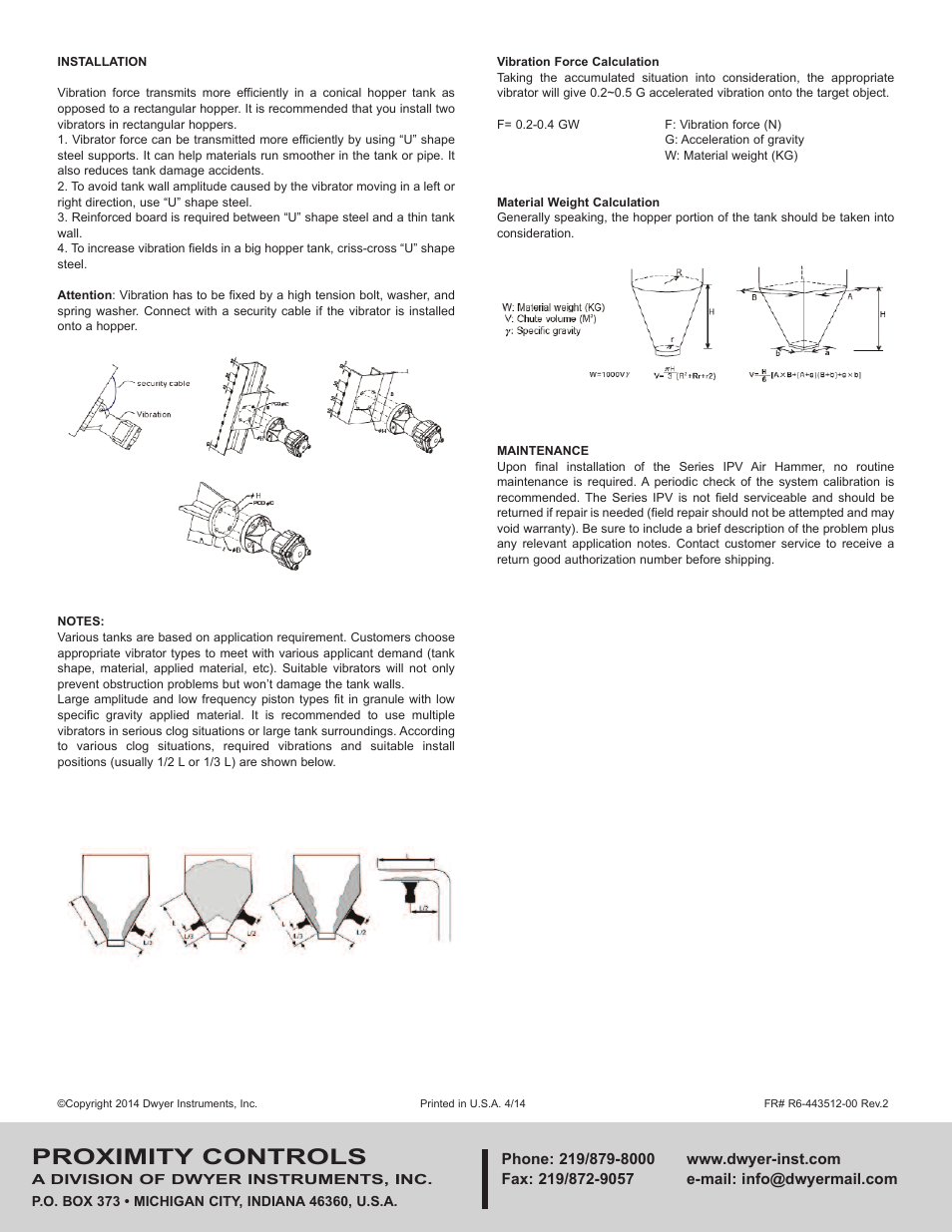 Proximity controls | Dwyer IPV User Manual | Page 2 / 2