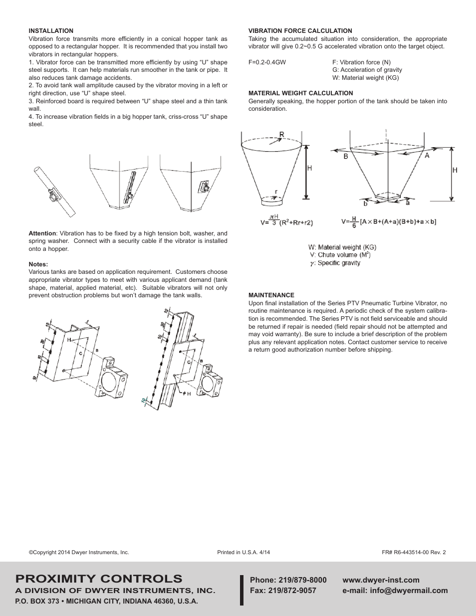 Proximity controls | Dwyer PTV User Manual | Page 2 / 2