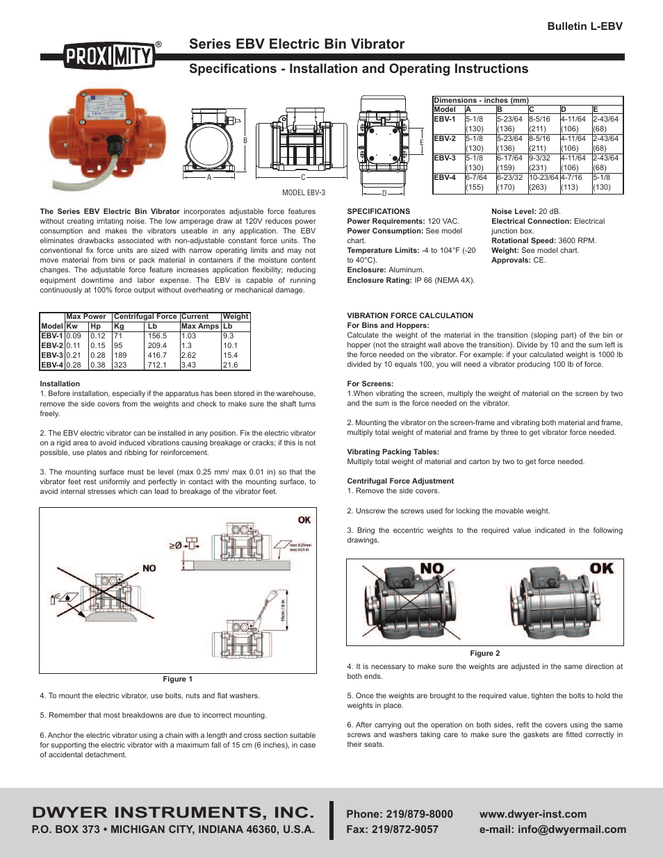 Dwyer EBV User Manual | 2 pages