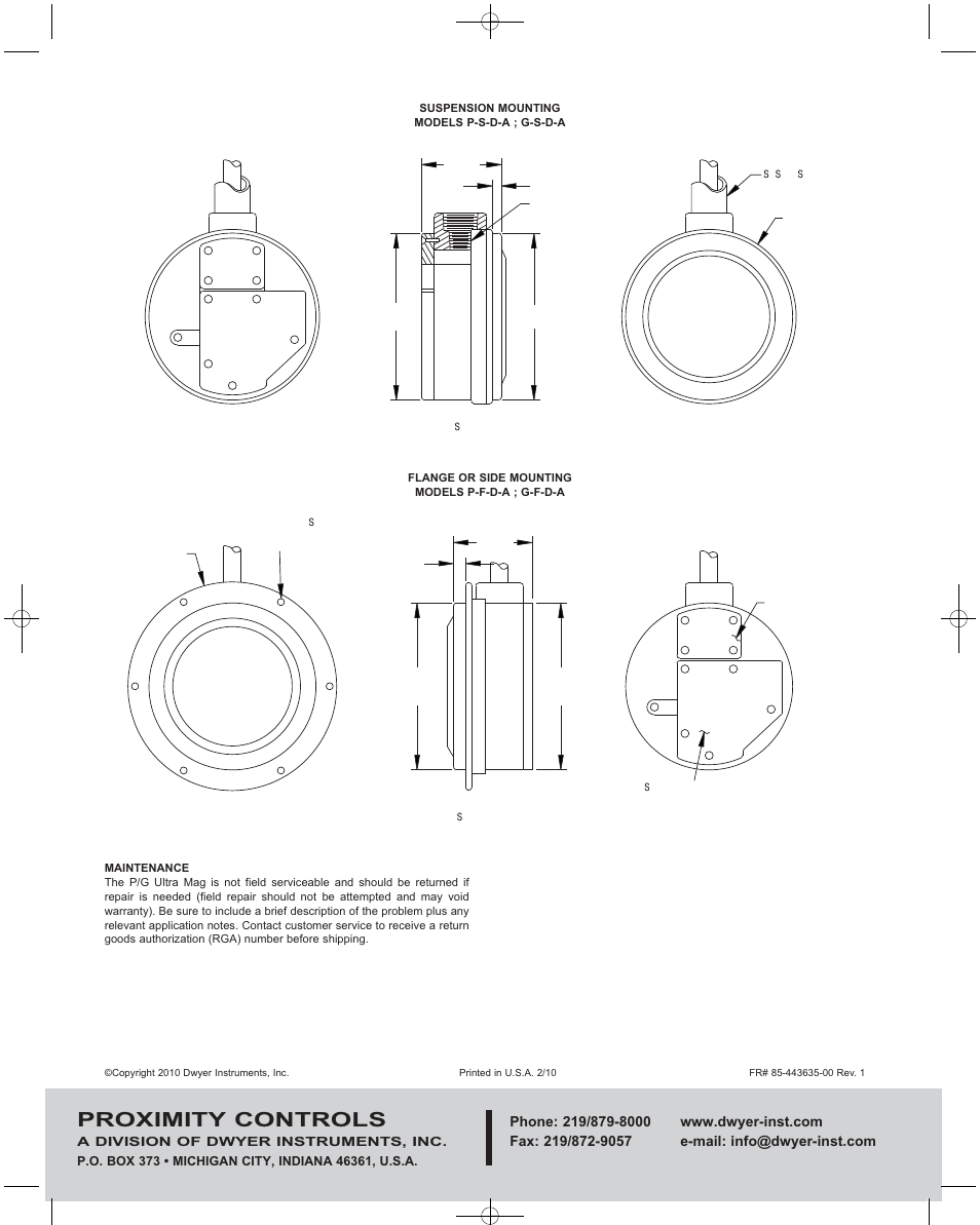 Proximity controls | Dwyer Ultra-Mag™ User Manual | Page 2 / 2