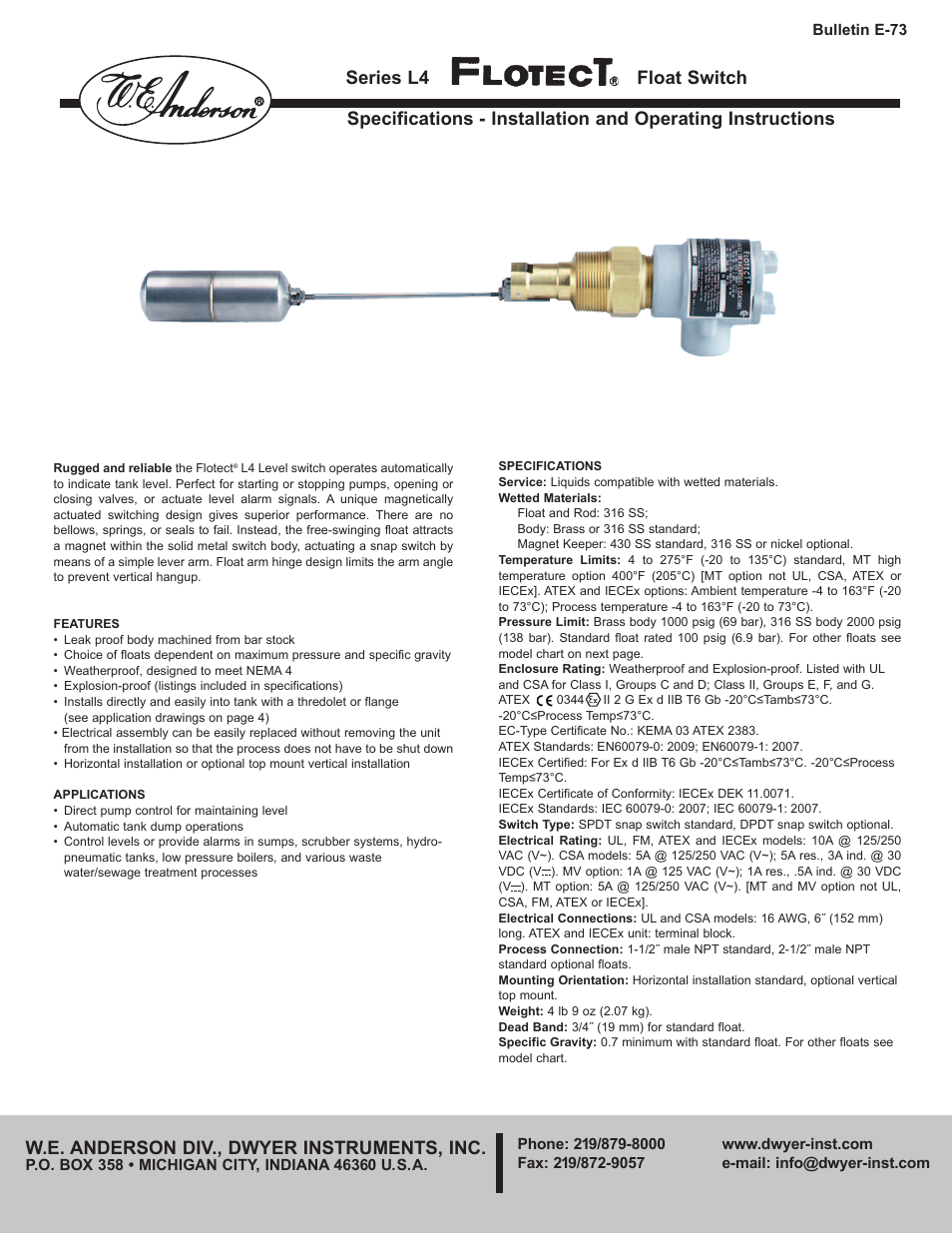 Dwyer L4 User Manual | 16 pages