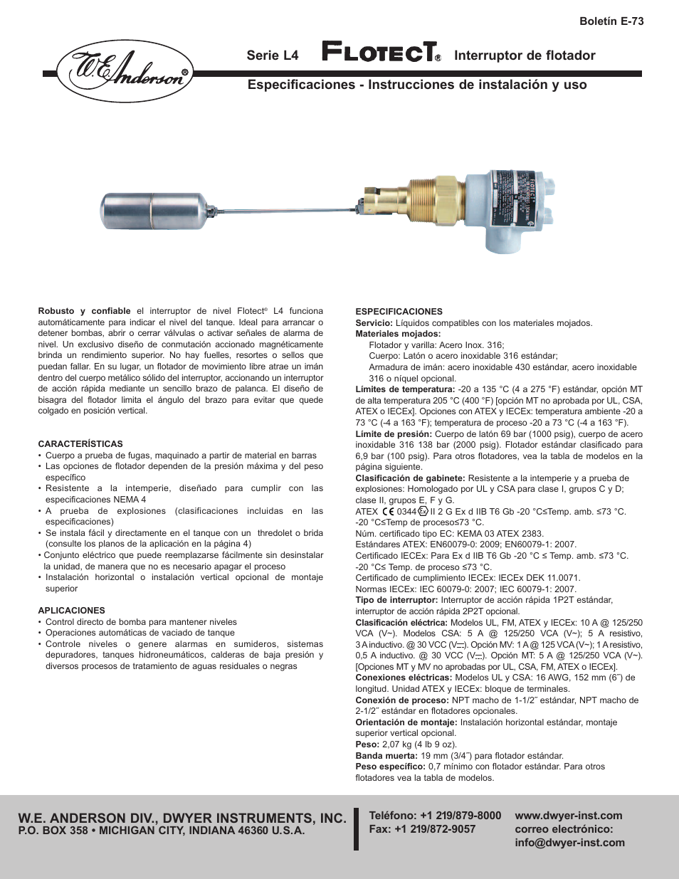 Serie l4 | Dwyer L4 User Manual | Page 13 / 16