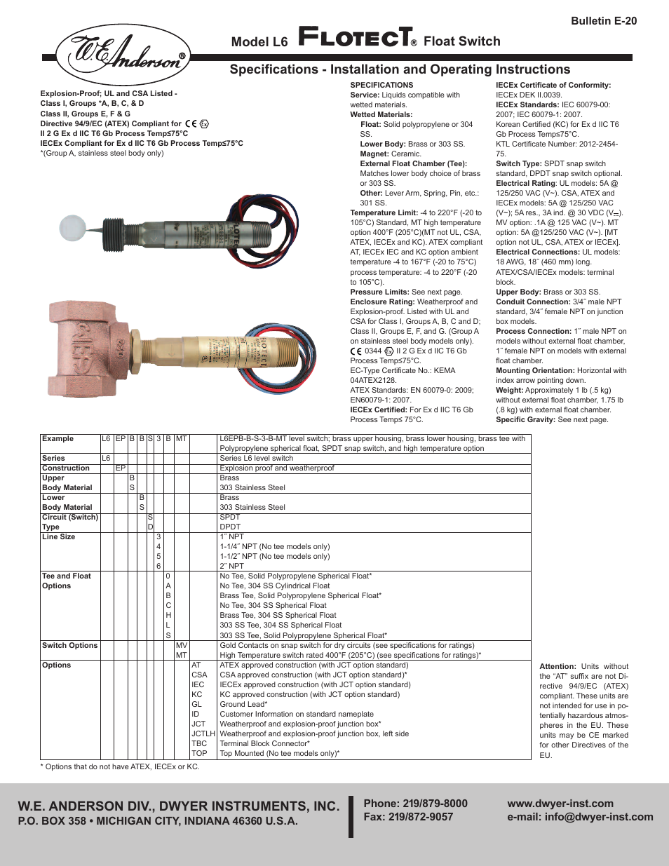 Dwyer L6 User Manual | 16 pages