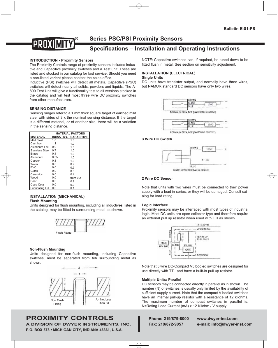 Dwyer PS User Manual | 4 pages